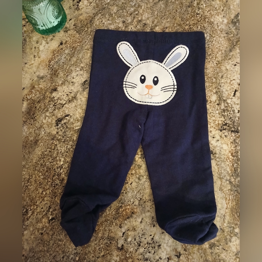 Cute Navy Baby Leggings with Bunny Design